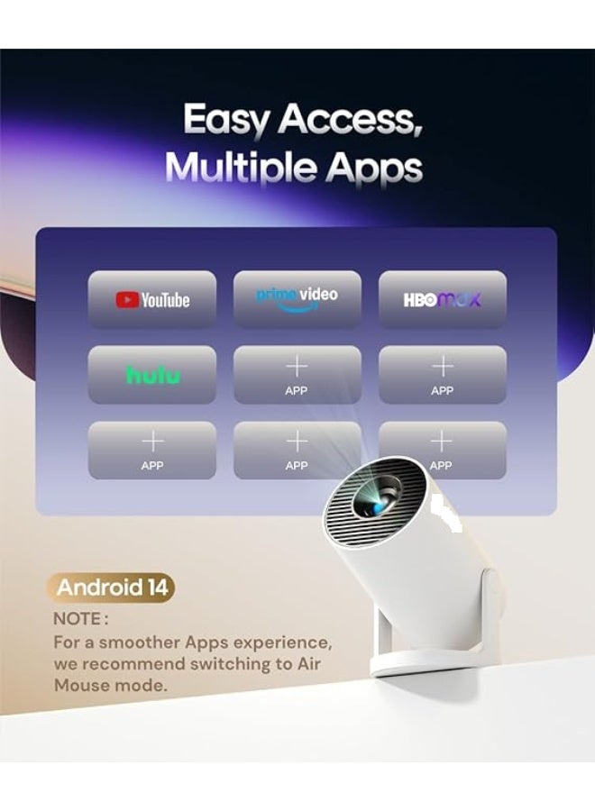 جهاز عرض مصغر HY300PRO (إصدار 2026 المطور) مزود بتقنية WiFi وBluetooth، يدعم دقة 4K، تصحيح تلقائي لانحراف الصورة (Keystone)، إمكانية الدوران بزاوية 180 درجة، جهاز عرض ذكي للاستخدام المنزلي والخارجي - قابس أوروبي (EU Plug) - Image 2