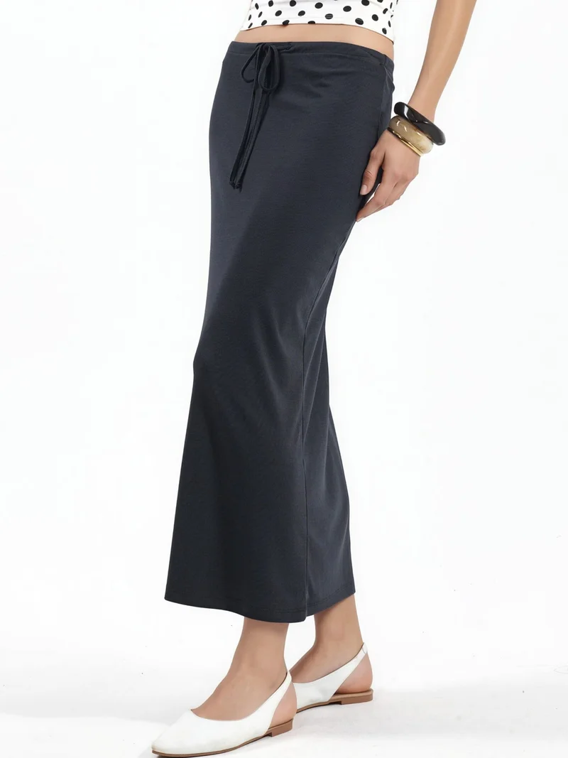 بوسيم BUSEM Mid-Waist Midi Straight Skirt