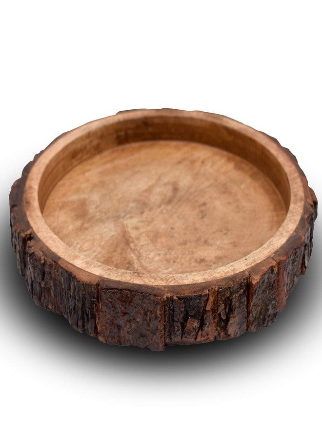 Giftoshopee Wood handcrafts Beautiful Table Decor Round Shape Wooden Serving Tray/Platter for Home and Kitchen - Image 1