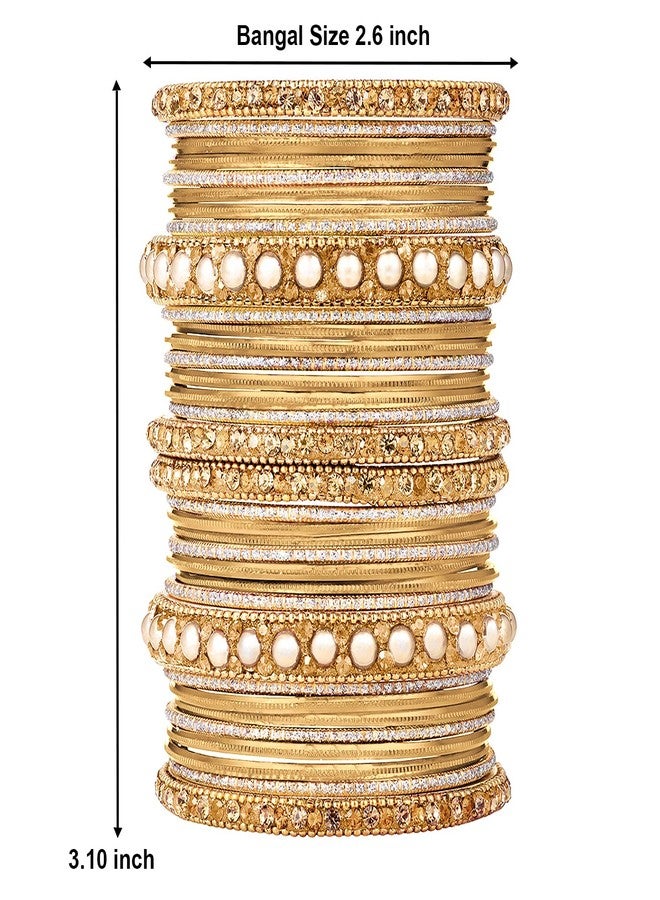 Peora Gold Plated Cream Metal Chura Chuda Bangle Set Navratri Gift for Women Girls Wedding Bridal Indian Traditional Ethnic Jewellery (Size - 2.6) - Image 5