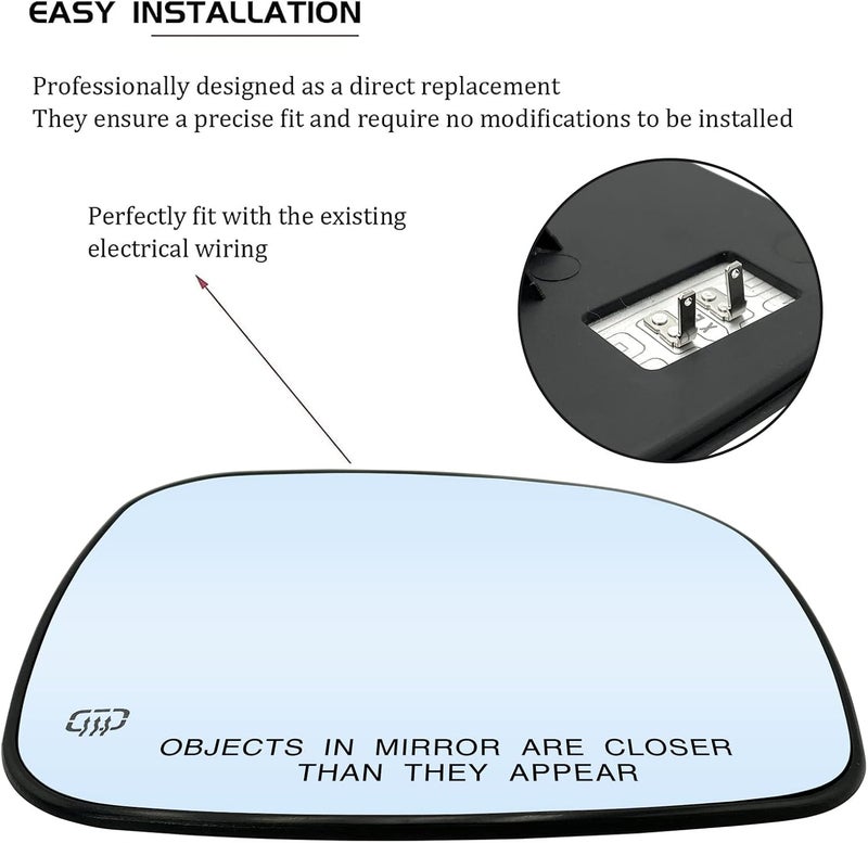 SKARUMMER Passenger Side Heated Mirror Glass Replacement for Chrysler, Dodge, RAM, and Volkswagen - Image 4