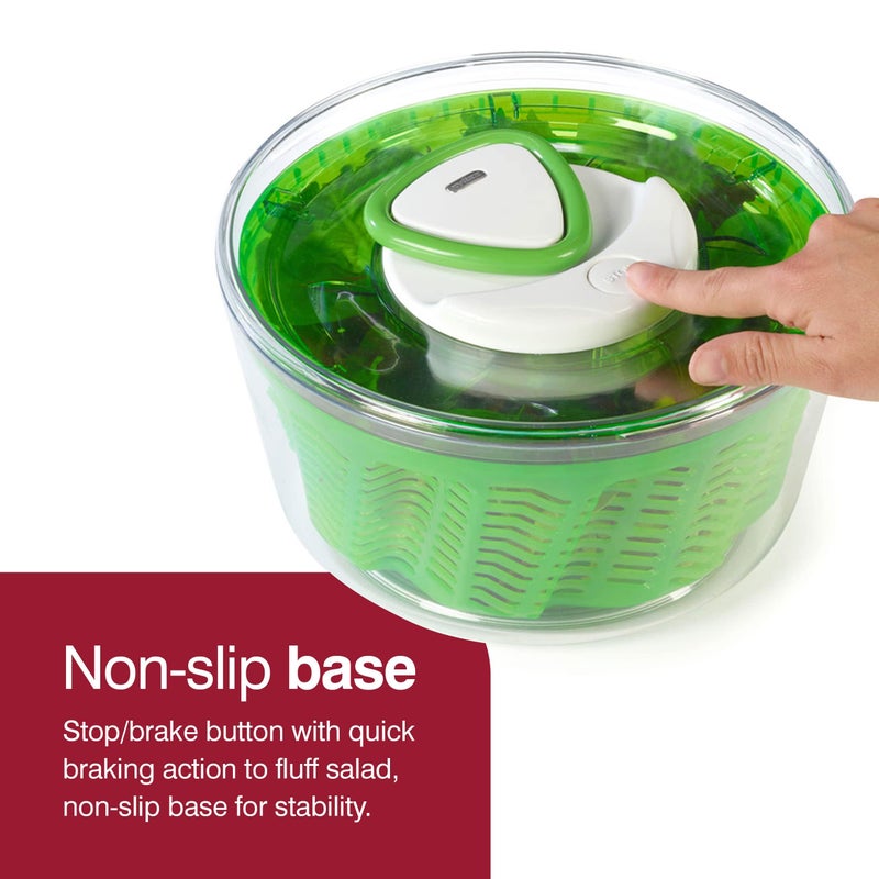 zyliss Zyliss Easy Spin 2 AquaVent Large Salad Spinner - Salad Spinner with Pull Cord - Salad Bowl for 4 to 6 Servings - Manual Vegetable and Fruit Dryer - Vegetable Spinner with Brake - Green, Large  - Image 5