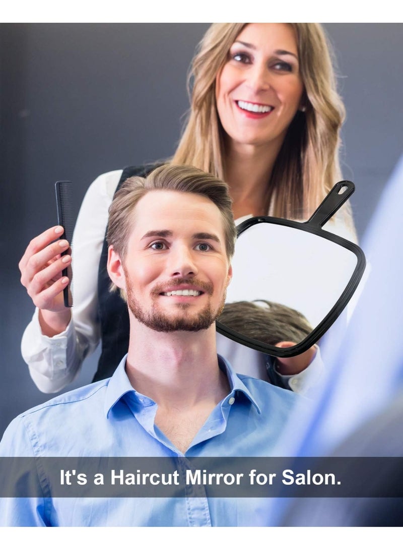 Extra Large Hand Mirror, Salon Barber Hairdressing Handheld Mirror with Handle (Square Black 23cm x 31cm) - Image 4