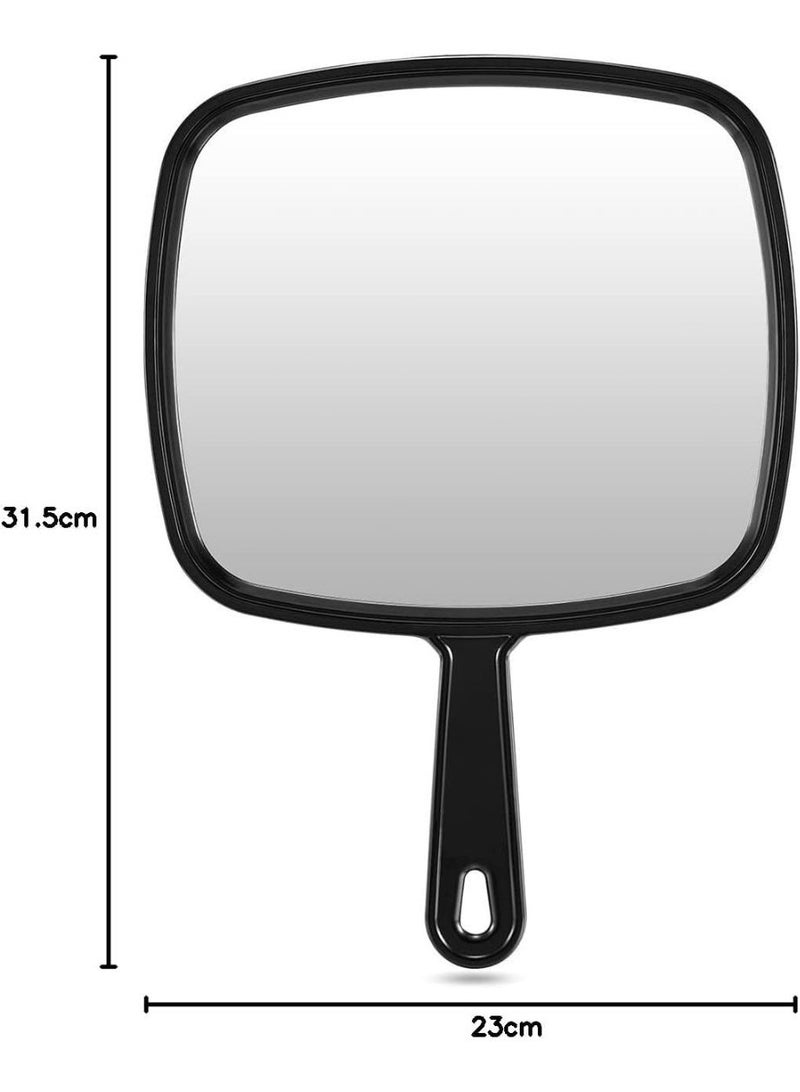Extra Large Hand Mirror, Salon Barber Hairdressing Handheld Mirror with Handle (Square Black 23cm x 31cm) - Image 2