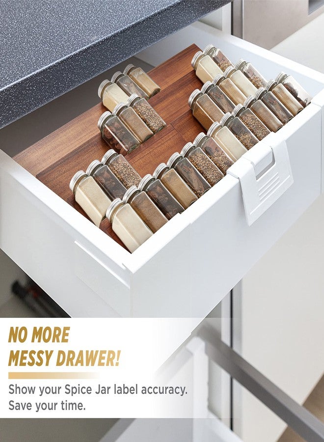 Tinamo Acacia Wooden Spice Rack Organizer for Cabinet - Spice Drawer Insert, Spice Organization for Cabinet, Seasoning Organizer, Spice Holder Pack of 8 (Acacia pack 4) - Image 4