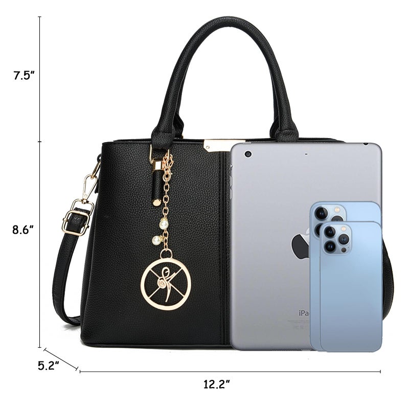 KURGOOL Purse and Handbags for Women, 3 Zip Compartments Tote Bag Designer Shoulder Purse Top Handle Satchel Bags - Image 5