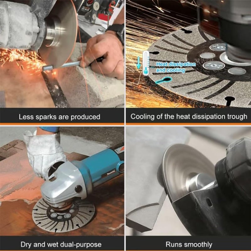 Electroplated diamond angle grinder, 5 inch angle grinder with turbo thread adapter, suitable for metal stainless steel stone concrete tiles - Image 2
