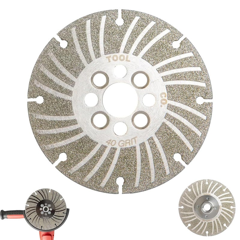 Electroplated diamond angle grinder, 5 inch angle grinder with turbo thread adapter, suitable for metal stainless steel stone concrete tiles - Image 1