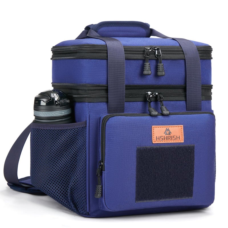 HSHRISH Expandable Large Tactical Lunch Box for Adults Durable Insulated Lunch Bags with Shoulder Strap Cooler Bag for Men Women Work Outdoor Picnic TripsBlue