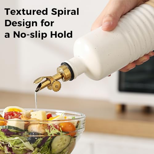 Frewinky 16.9oz Olive Oil Dispenser Bottle with Funnel, Ceramic Oil Dispenser for Kitchen, White Cooking Oil Dispenser for Storage Oil, Vinegar, Syrups & Other Liquids, Set of 2 - Image 2