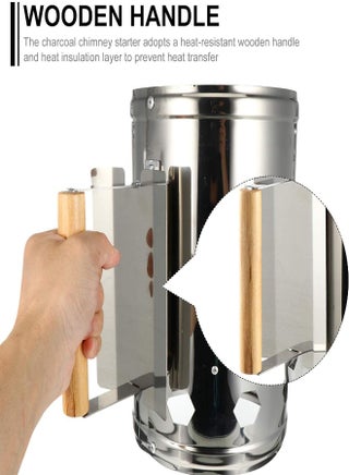 Lighter Chimney Stainless Steel Charcoal Lighter Grill Chimney Lighter Charcoal Lighter Charcoal Lighter Burning Starter Burning Column With Safety Handle For Outdoor Camping Cooking Bbq