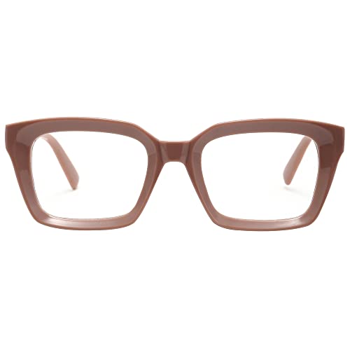 Kursan Classic Non Prescription Clear Lens Glasses for Women Men Thick Square Frame Eyeglasses (Brown) - Image 2