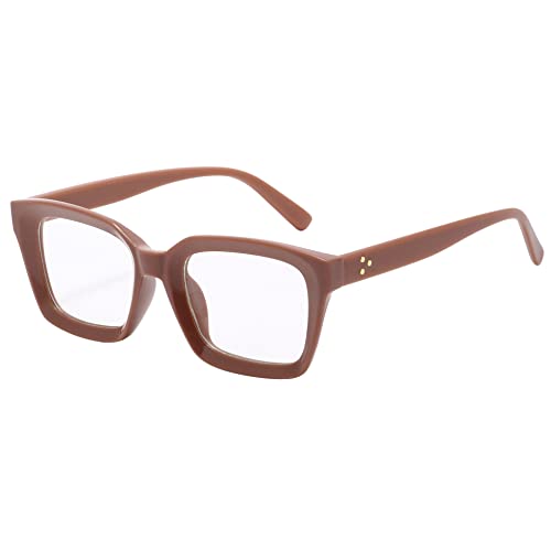 Kursan Classic Non Prescription Clear Lens Glasses for Women Men Thick Square Frame Eyeglasses (Brown) - Image 1