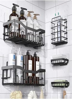 ELFSA Shower Caddy 5 Pack, Adhesive Bathroom Organizer for Bathroom Storage Kitchen, No Drilling, Large Capacity, Rustproof Stainless Steel Bathroom Organizer Shelves for Inside Shower Rack  - Image 1