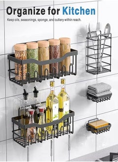 ELFSA Shower Caddy 5 Pack, Adhesive Bathroom Organizer for Bathroom Storage Kitchen, No Drilling, Large Capacity, Rustproof Stainless Steel Bathroom Organizer Shelves for Inside Shower Rack  - Image 3