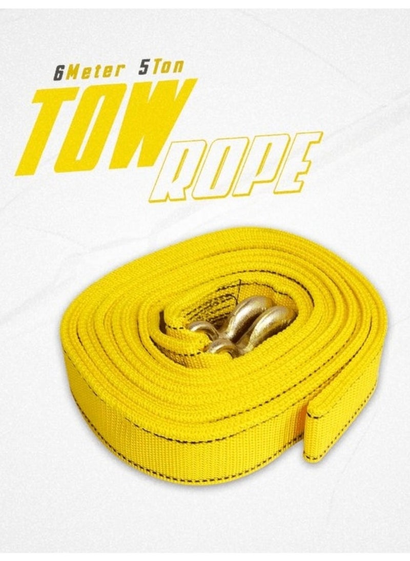 FAJ - Car Towing Rope 6 meter 5 Ton Tow Rope With Tow Hooks Heavy Duty Towing Belt - FaJ ST206B1 - Image 1