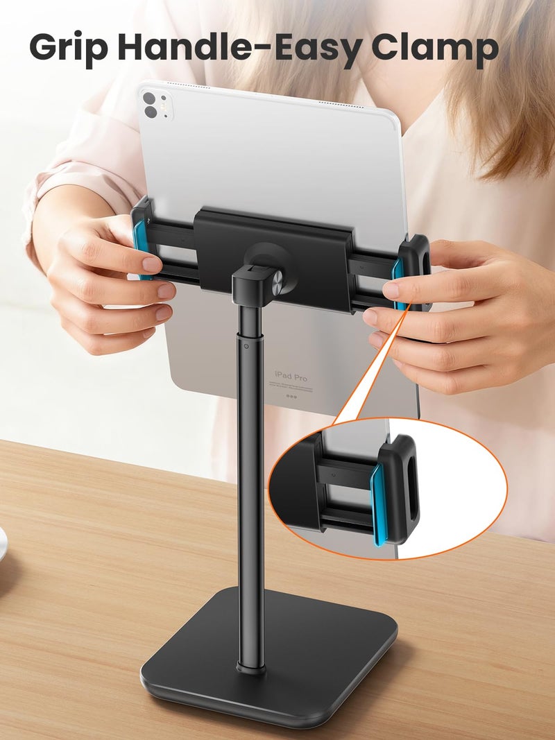 tounee Tablet Holder Stand, Portable Monitor Stand- 4.4lb (2kg) Holding Strength, Height Adjustable Up to 18.11" Compatible withs iPad, Kindle, Portable Monitor, All 4.7"-16" Devices - Black - Image 5