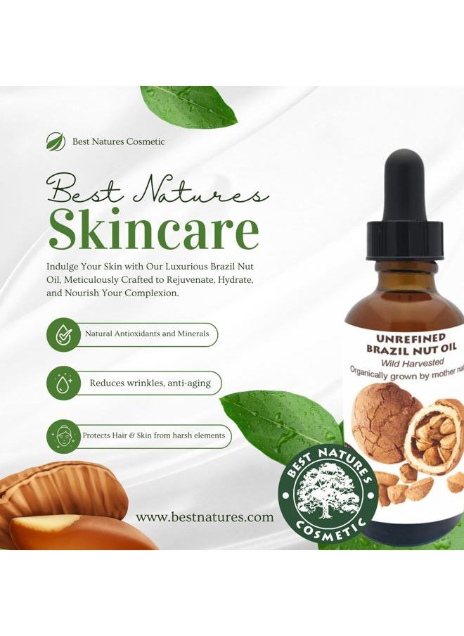 Best Nature's Cosmetics - Virgin Organic Brazil Nut Oil Moisturizer for Skin and Hair, 1 Fl Oz - Image 1