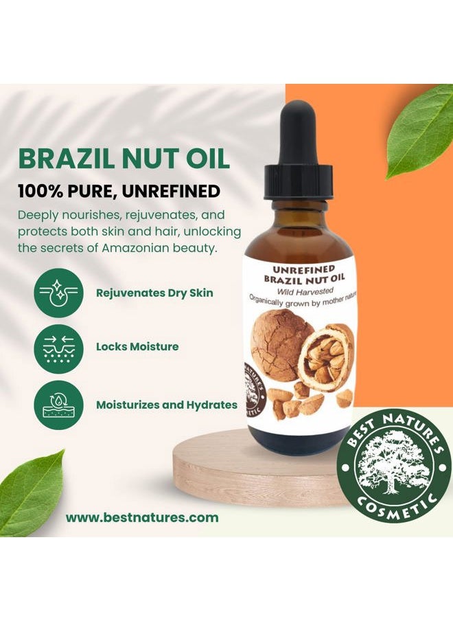 Best Nature's Cosmetics - Virgin Organic Brazil Nut Oil Moisturizer for Skin and Hair, 1 Fl Oz - Image 1