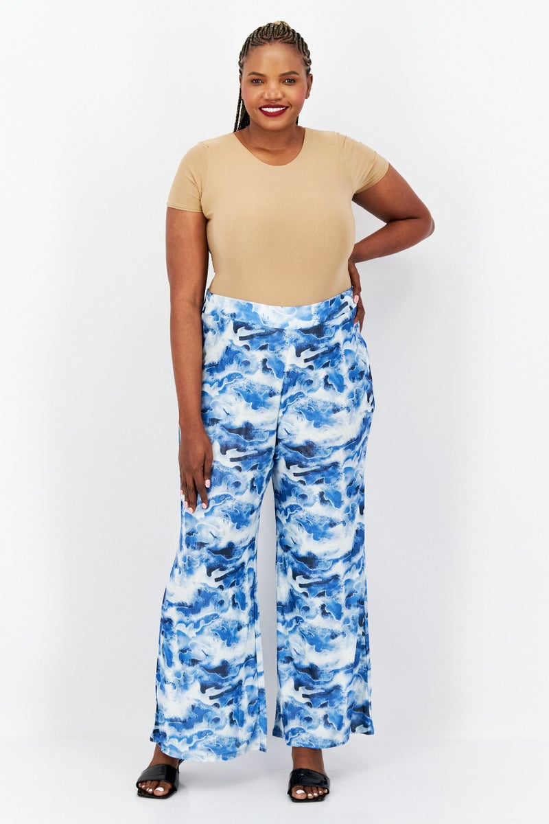 Royalty by Maluma Women Regular Fit Abstract Wide Leg Pants, Blue  - Image 3
