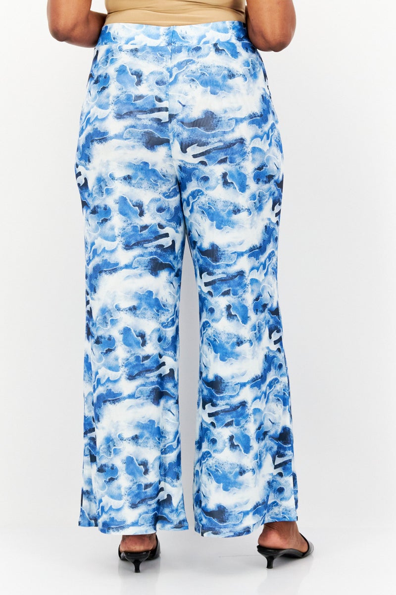 Royalty by Maluma Women Regular Fit Abstract Wide Leg Pants, Blue  - Image 4