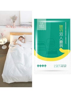 Y&D 4 PCS Bed Sheets Set Disposable for Travel Double Travel Hotel Portable Sheet Quilt Cover Pillowcase Business Trip Spa Ready to use Bedding  - Image 1
