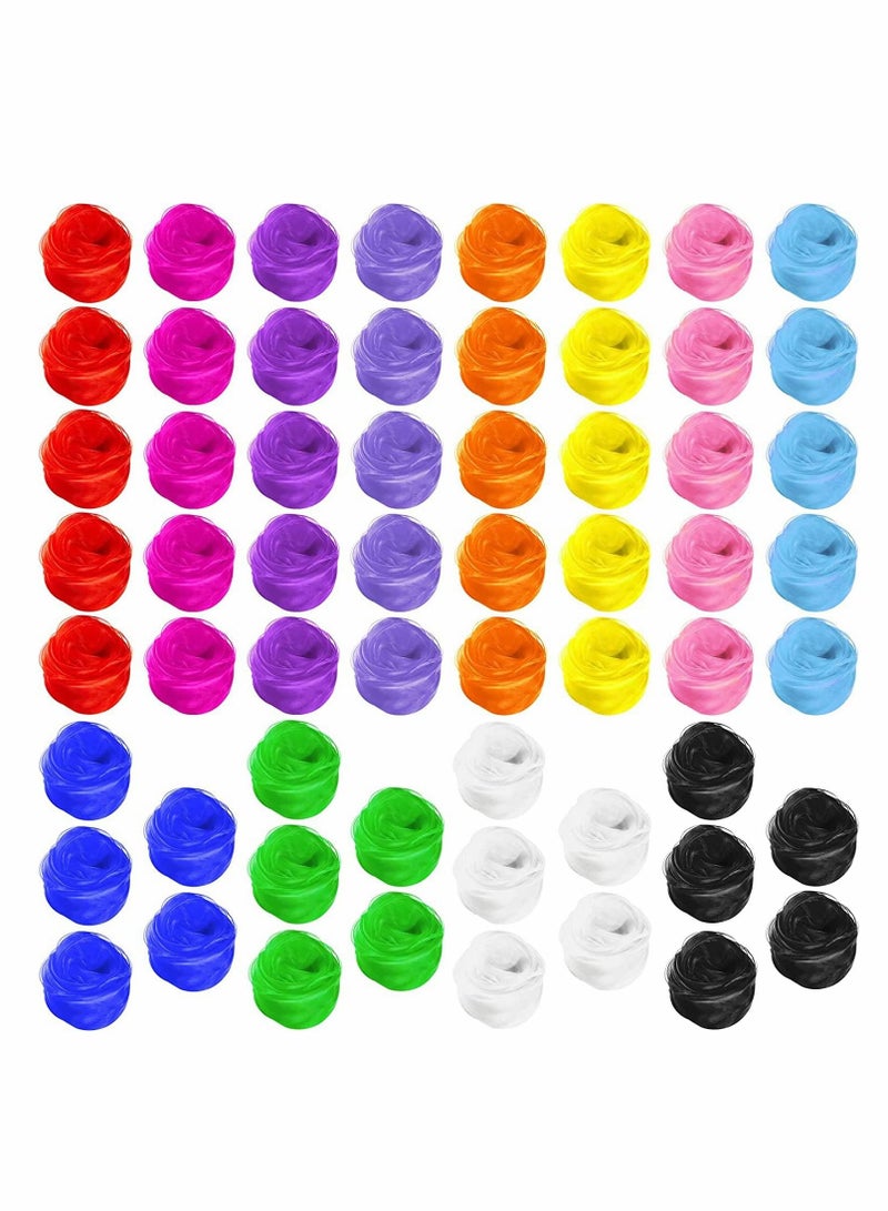 Y&D 60 Pieces Juggling Scarf Square Dance Scarves Props Silky Magic Tricks Performance Accessories Movement Rhythm Band Scarf, x cm, 12 Colors - Image 1