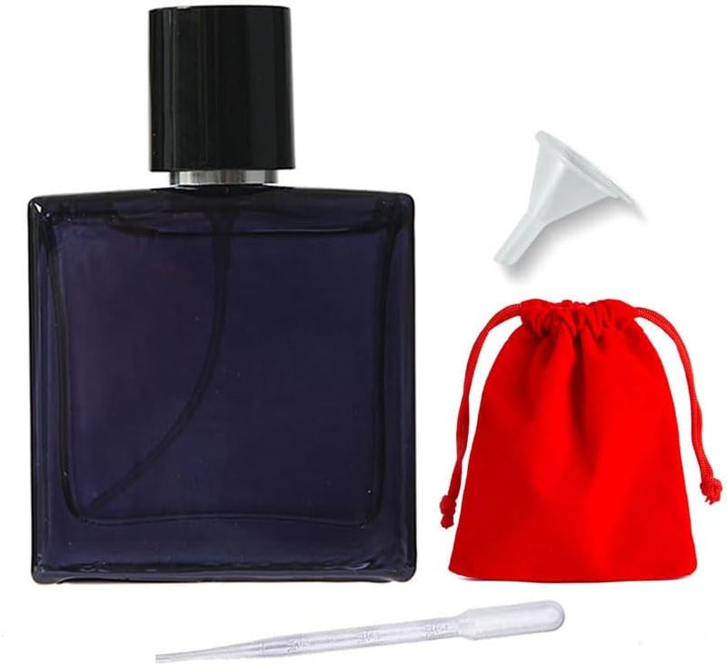 Jinxihuachen 100ml Dark Blue Glass Perfume Atomizer - Leak-Proof Travel Spray Bottle, Refillable Fine Mist Sprayer for Fragrance & Essential Oil, Portable Perfume Dispenser for Men/Women (3.4 oz)