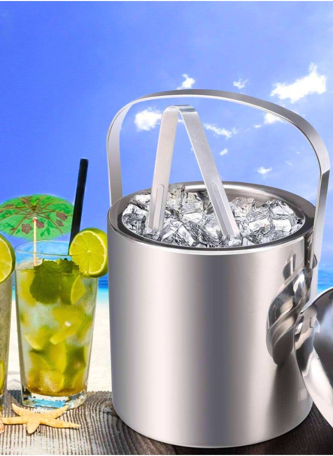 Chase Up Stainless Steel Silver Double Wall Ice Bucket with Lid  - Image 2