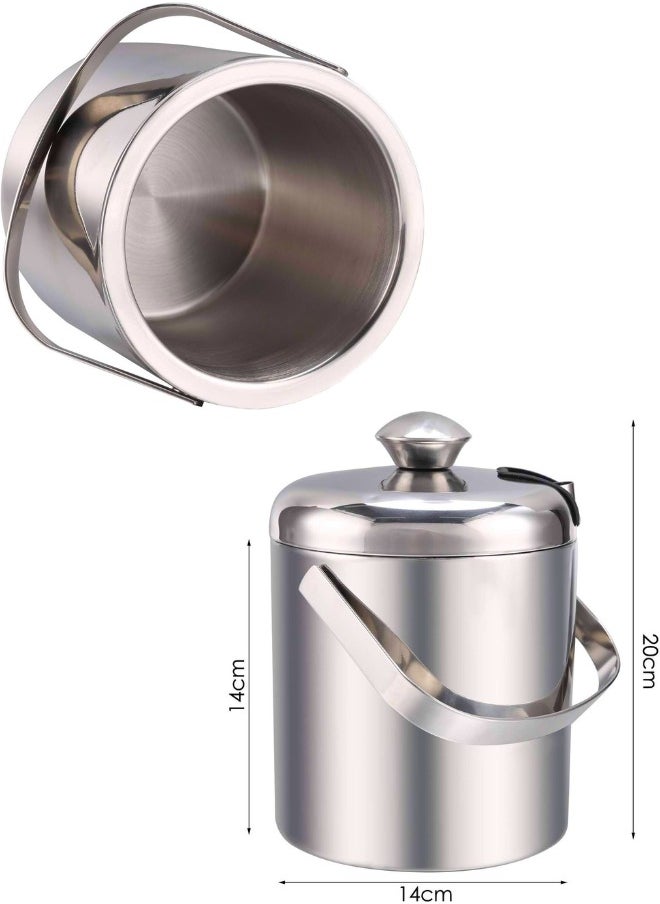 Chase Up Stainless Steel Silver Double Wall Ice Bucket with Lid  - Image 3