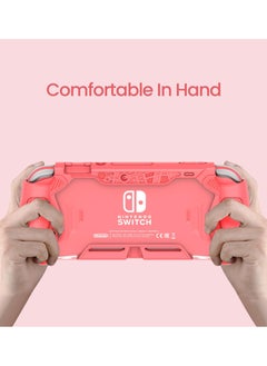 KASTWAVE Smart Switch Lite Protective Case for Nintendo, Daily Gift Ergonomic Sturdy Full Protection Gift Idea with HD Screen Protector Thumb Grip Caps for Family Coral  - Image 5