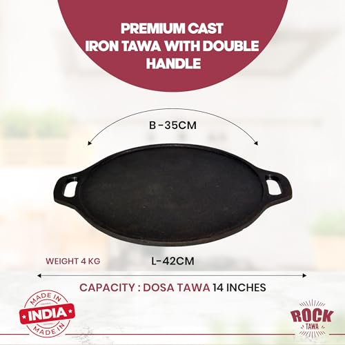 Rock Tawa cast Iron Dosa Tawa 14 Inch Pre-Seasoned - Image 2