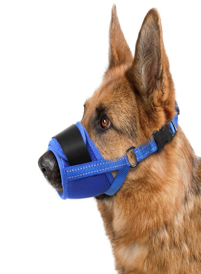 TZBEINN Dog Muzzle, Air Mesh Breathable Muzzle for Medium Large Sized Dogs to Anti & Prevent Biting Barking Chewing, Soft Basket Muzzle for German Shepherd Dog with Reflective & Adjustable Strap(Blue-L… - Image 1