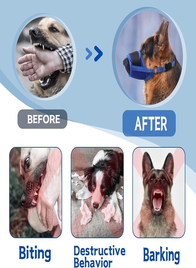 TZBEINN Dog Muzzle, Air Mesh Breathable Muzzle for Medium Large Sized Dogs to Anti & Prevent Biting Barking Chewing, Soft Basket Muzzle for German Shepherd Dog with Reflective & Adjustable Strap(Blue-L… - Image 5