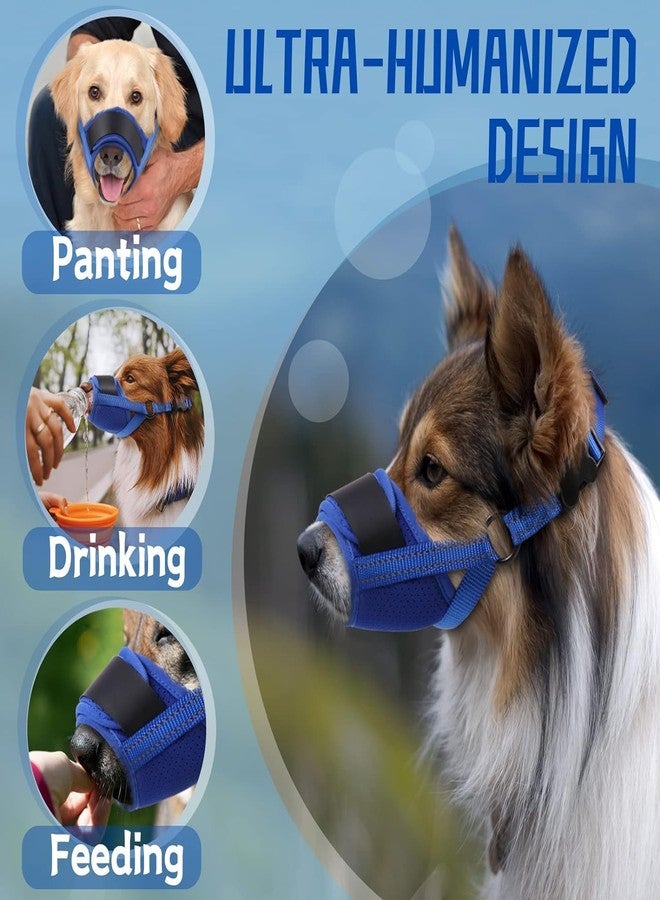TZBEINN Dog Muzzle, Air Mesh Breathable Muzzle for Medium Large Sized Dogs to Anti & Prevent Biting Barking Chewing, Soft Basket Muzzle for German Shepherd Dog with Reflective & Adjustable Strap(Blue-L… - Image 4