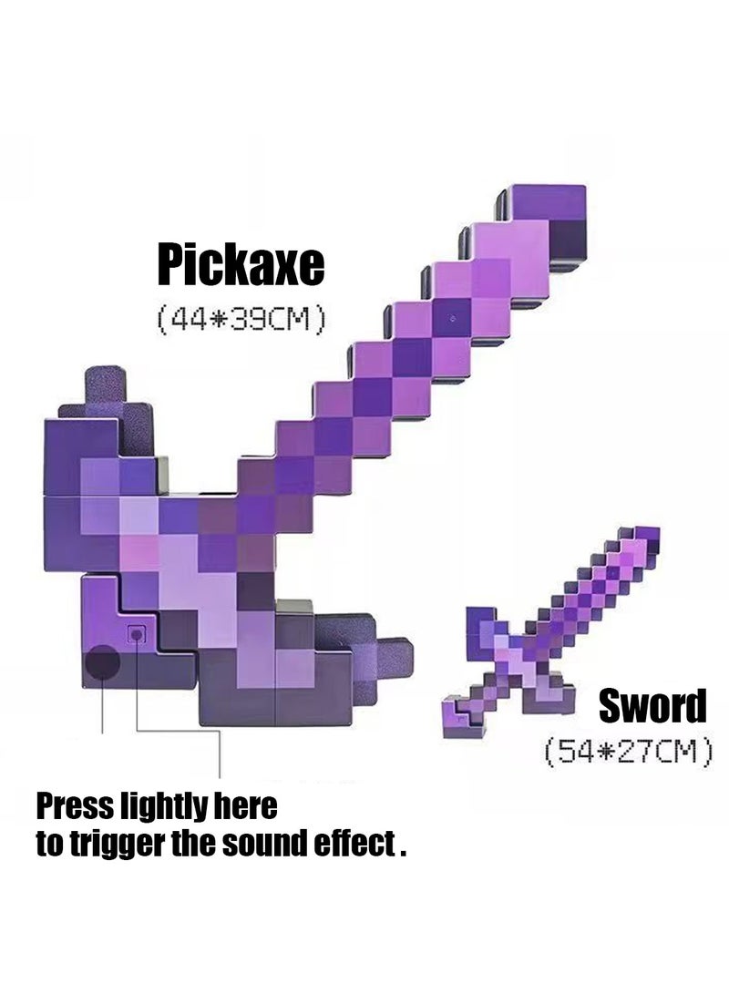 ماين كرافت مجموعة سيف ومطرقة من لعبة ماين كرافت، ملحق يمكن ارتداؤه مقاس الأطفال للتمثيل الشخصي والفستانات - Image 1