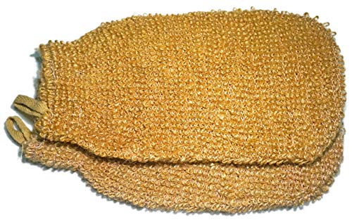 JINS-Hung 2 Pack (5.1×9.0 inches) Natural Vegetable Fiber Exfoliating Sisal Bath Spa Shower Scrubber Loofah Rub Glove Mitt Mitten - Great for Your Skin Care in The Bath - Anti - Aging - Image 4
