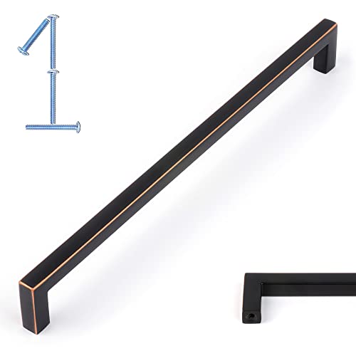 KOOFIZO Solid Square Bar Cabinet Handle - Oil Rubbed Bronze Furniture Pull, 7.6 Inch/192mm Screwhole Distance, 1-Piece for Kitchen Cupboard Door, Bedroom Dresser Drawer, Bathroom Wardrobe Hardware - Image 1