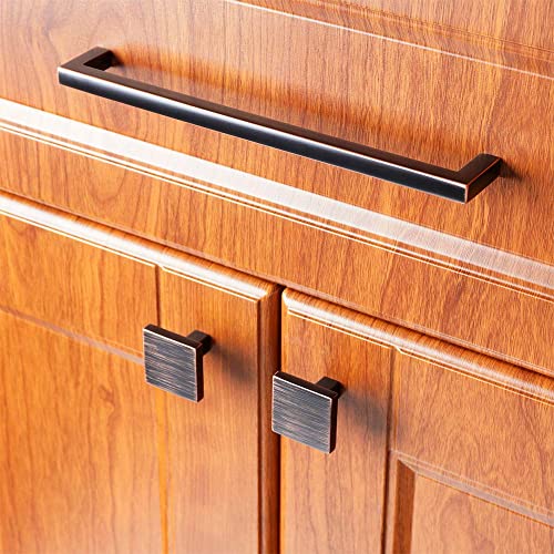 KOOFIZO Solid Square Bar Cabinet Handle - Oil Rubbed Bronze Furniture Pull, 7.6 Inch/192mm Screwhole Distance, 1-Piece for Kitchen Cupboard Door, Bedroom Dresser Drawer, Bathroom Wardrobe Hardware - Image 4