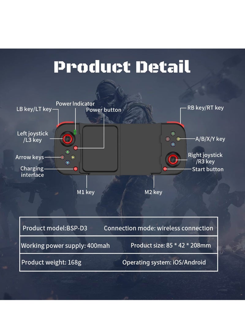 وحدة تحكم ألعاب موبايل لاسلكية لجهاز iPhone و Android و PC - عصا تحكم قابلة للبرمجة للعبة Call of Duty والمزيد، متوافقة مع الأجهزة اللوحية والهواتف الذكية - Image 5