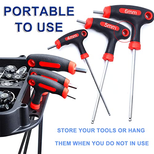COOLWHEEL Bike Hex Allen Key Wrench Set - 4/5/6mm Bicycle T-handle Energy Saving Hex Key Screwdriver Tool Kits with Ball End for Bike Pedal Handlebar Disc Brake Mount Repair - Image 5