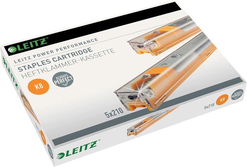 LEITZ 55920000 K8 Power Performance Stapler Cartridge, 40 Sheet Capacity, Strong Steel, 1050 Staples, Length 8 mm Tiered purchase options - Image 1