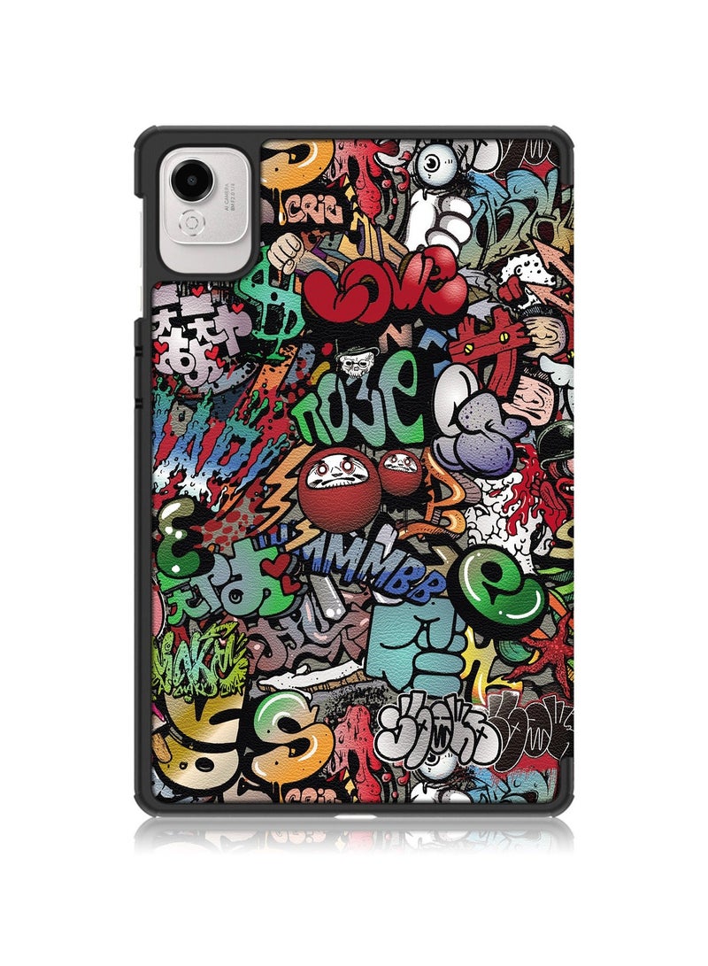 URBBKING Slim Stand Hard Back Shell Smart Cover Case for Honor Pad X9a, Auto Wake/Sleep Graffiti - Image 3