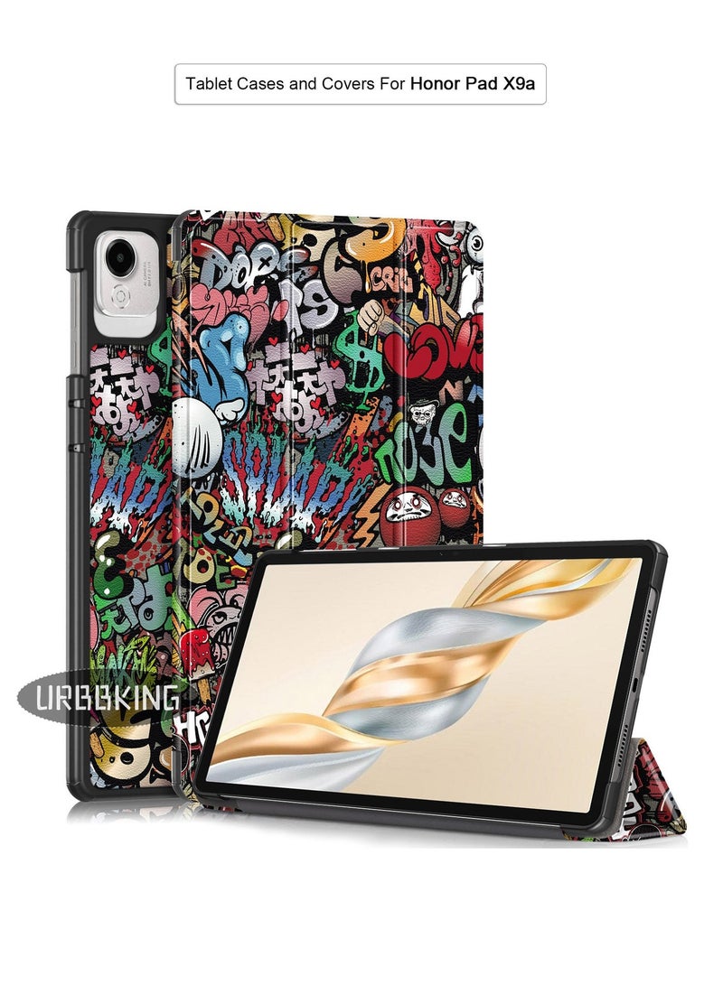 URBBKING Slim Stand Hard Back Shell Smart Cover Case for Honor Pad X9a, Auto Wake/Sleep Graffiti - Image 1