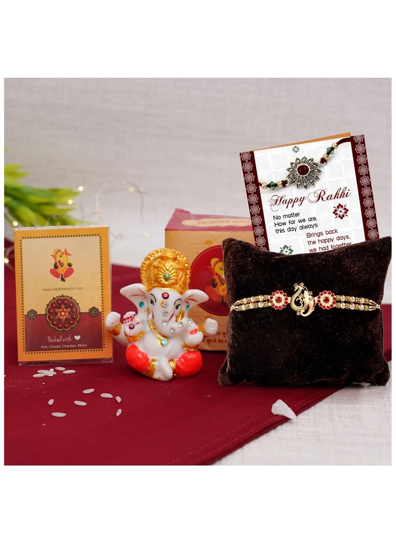 TIED RIBBONS - TIED RIBBONS Rakhi For Brother With Gift - Premium Rakhi With Mini Idol Statue Mini Greeting Card- Rakhi Gift For Brother, Men - Image 1