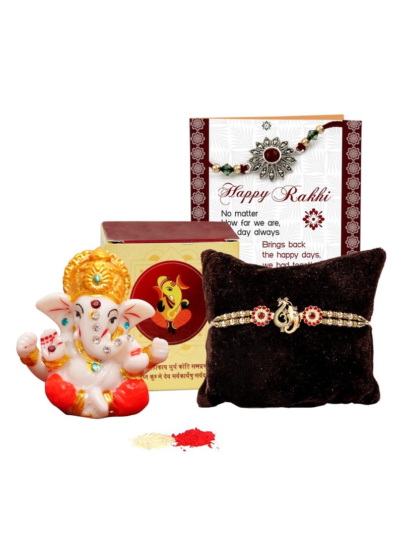 TIED RIBBONS - TIED RIBBONS Rakhi For Brother With Gift - Premium Rakhi With Mini Idol Statue Mini Greeting Card- Rakhi Gift For Brother, Men - Image 1