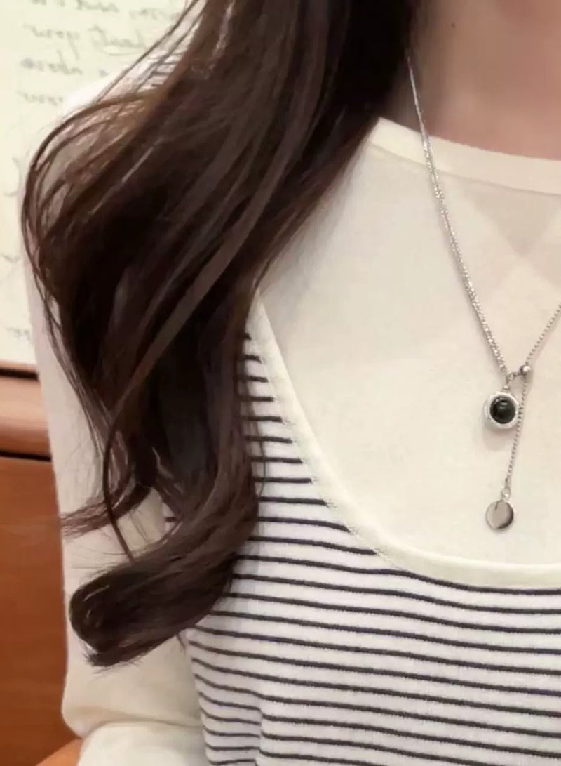 Goolsky قلادة باندنت كريستال سوداء – مجوهرات قوطية بسيطة للنساء، طوق أنيق ذو جمالية داكنة، هدية رقيقة لها، حفلة/ملابس الشارع - Image 3