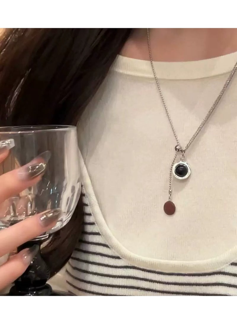 Goolsky قلادة باندنت كريستال سوداء – مجوهرات قوطية بسيطة للنساء، طوق أنيق ذو جمالية داكنة، هدية رقيقة لها، حفلة/ملابس الشارع - Image 4