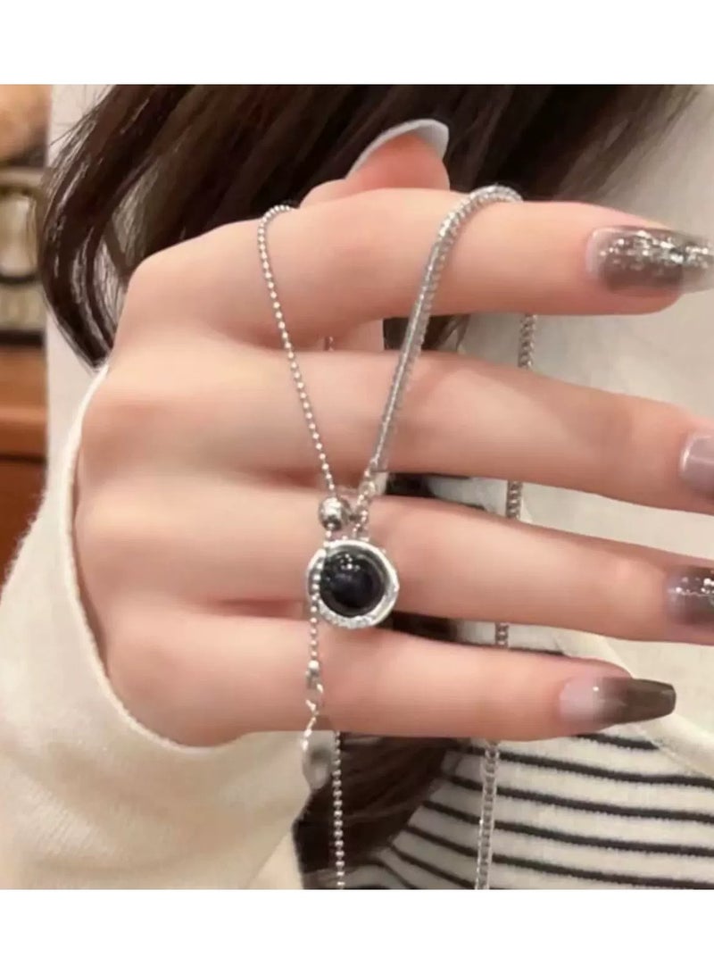 Goolsky قلادة باندنت كريستال سوداء – مجوهرات قوطية بسيطة للنساء، طوق أنيق ذو جمالية داكنة، هدية رقيقة لها، حفلة/ملابس الشارع - Image 2
