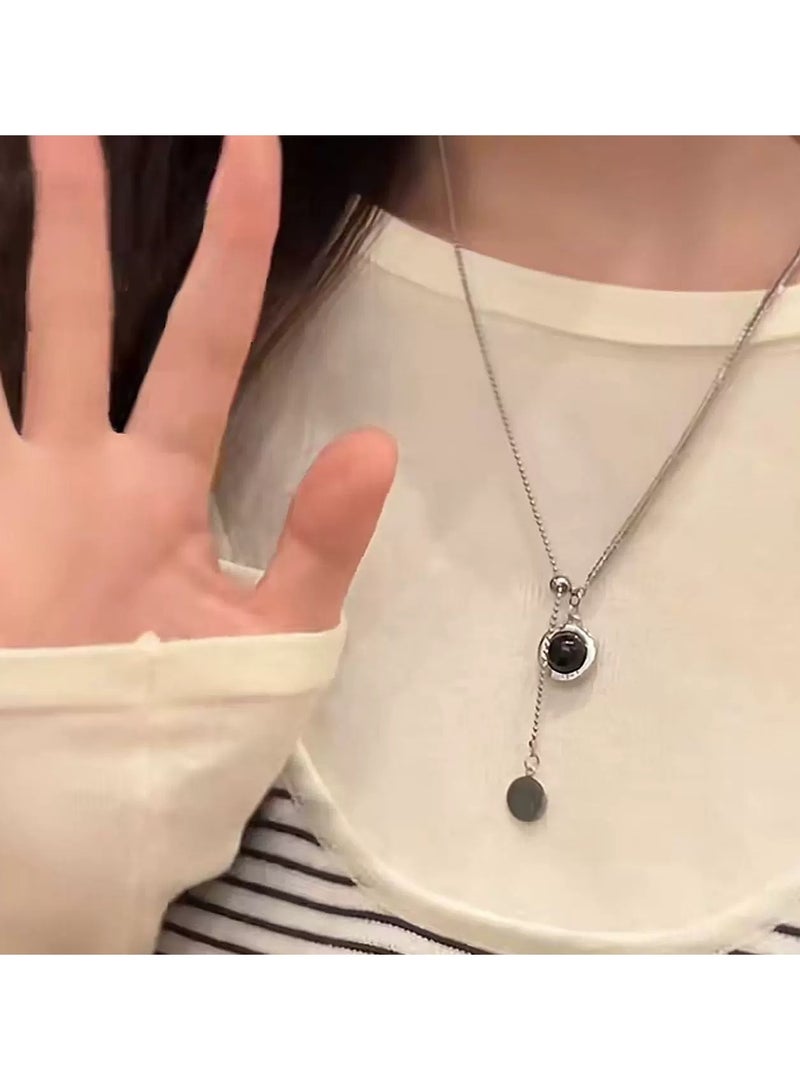 Goolsky قلادة باندنت كريستال سوداء – مجوهرات قوطية بسيطة للنساء، طوق أنيق ذو جمالية داكنة، هدية رقيقة لها، حفلة/ملابس الشارع - Image 1